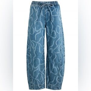 Damson Madder Felix Straight Leg Jeans in Blue Bow Size 16 NWT